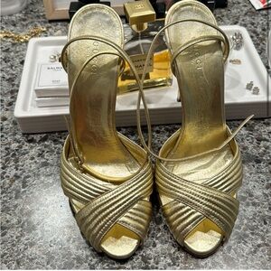 Gucci Gold Strappy Women's Heels